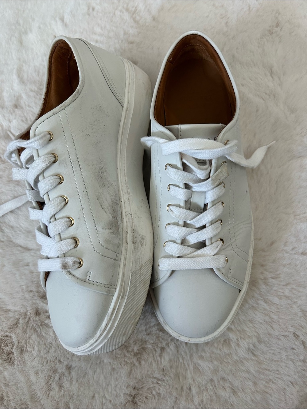 Sezane White Leather Women's Low-Top Sneakers